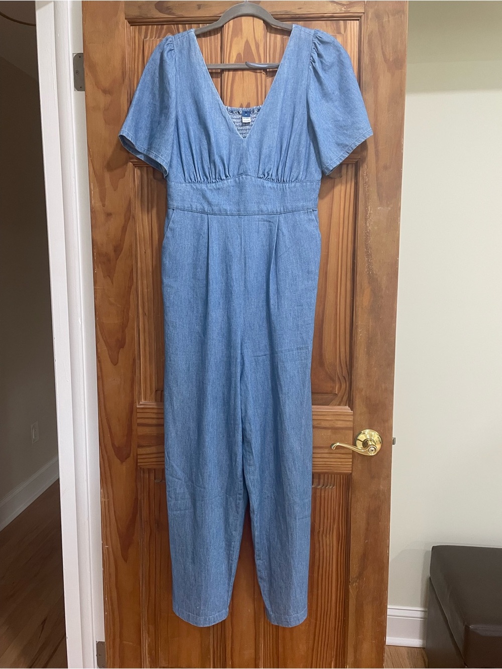 Old Navy Light Blue Denim V-Neck Jumpsuit